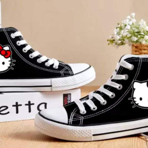 High Tops Hello Kitty Sneakers Canvas Tennis Shoes Athletic Casual Girls Women's - Picture 2 of 3